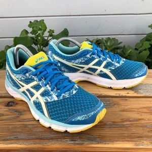 ASICS Gel Excite 4 Womens Running Shoes sz 9 T6E8N Blue Yellow Athletic Neutral